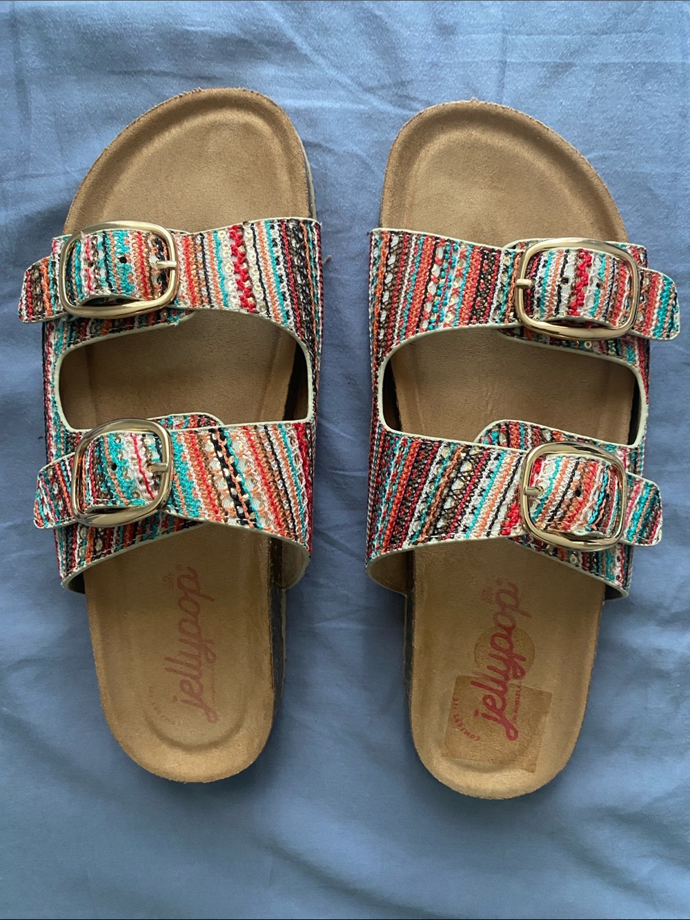 Jellypop Multicolor Striped Dual-Buckle Slide Sandals - Women - Picture 5 of 5